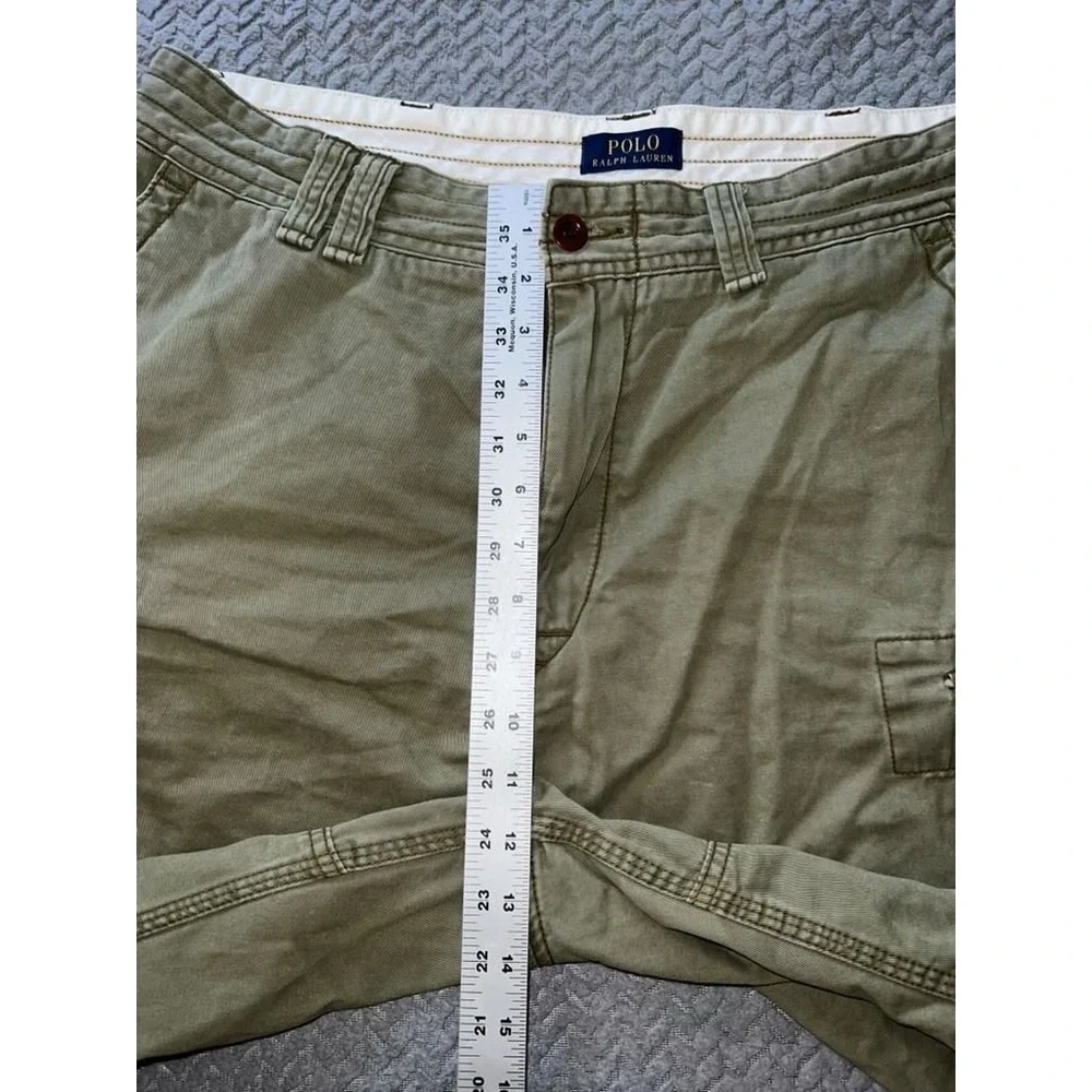 Polo Ralph Lauren Mens Distressed Army Green Cargo Shorts Size 36